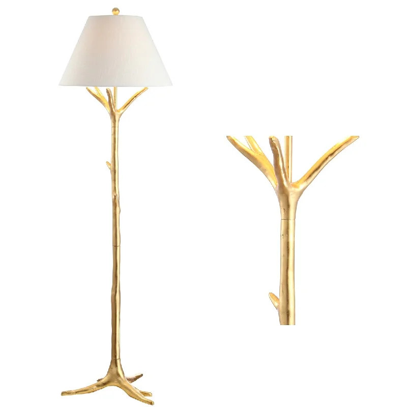 Dimmable Floor Lamp for Adjustable Lighting AmbianceDimmable Floor Lamp for Adjustable Lighting AmbianceArbor 63.5" Faux Bois Resin LED Floor Lamp, Gold Leaf by JONATHAN Y