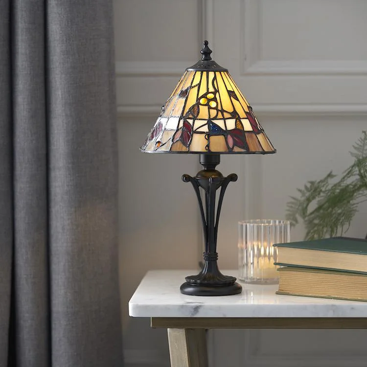Industrial Style Floor Lamp with Exposed Bulbs for Loft ApartmentsIndustrial Style Floor Lamp with Exposed Bulbs for Loft ApartmentsInteriors 1900 Bernwood Small Tiffany Bedside Table Lamp