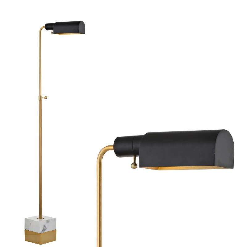 Glass Floor Lamp with Frosted Shades for Soft Diffused LightGlass Floor Lamp with Frosted Shades for Soft Diffused LightCarlisle 56.5" Adjustable Brass Library LED Floor Lamp, Brass Gold/Carrara Marble by JONATHAN Y - 41-56.5" H x 17" W x 6" D