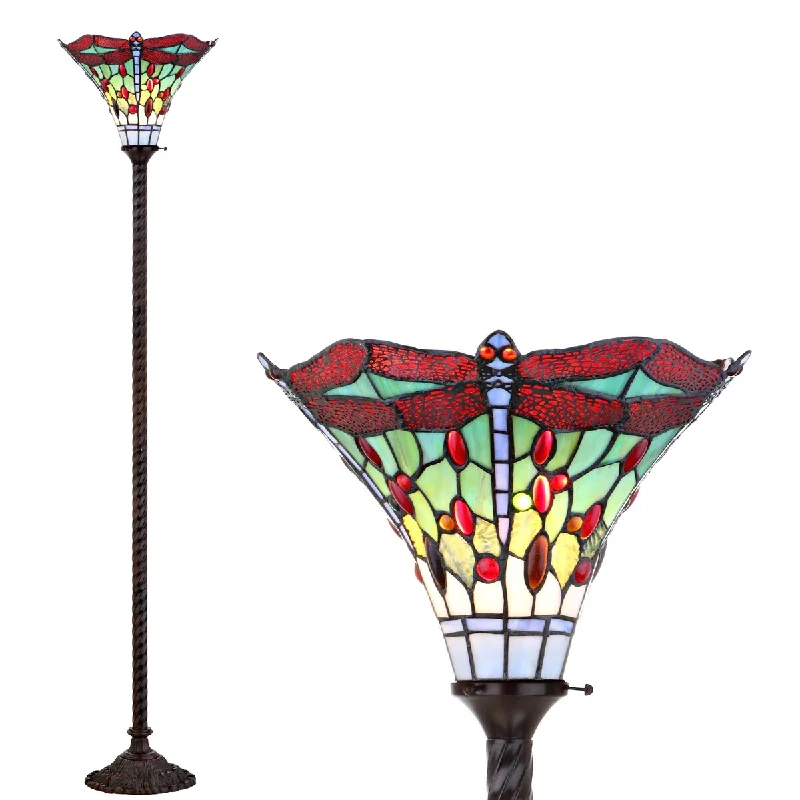 Dimmable Floor Lamp for Adjustable Lighting AmbianceDimmable Floor Lamp for Adjustable Lighting AmbianceDavis Tiffany-Style 71" Torchiere LED Floor Lamp, Bronze/Red - 71" H x 15" W x 15" D - 71" H x 15" W x 15" D Dimmable Floor Lamp for Adjustable Lighting AmbianceDimmable Floor Lamp for Adjustable Lighting AmbianceDavis Tiffany-Style 71" Torchiere LED Floor Lamp, Bronze/Red - 71" H x 15" W x 15" D - 71" H x 15" W x 15" D