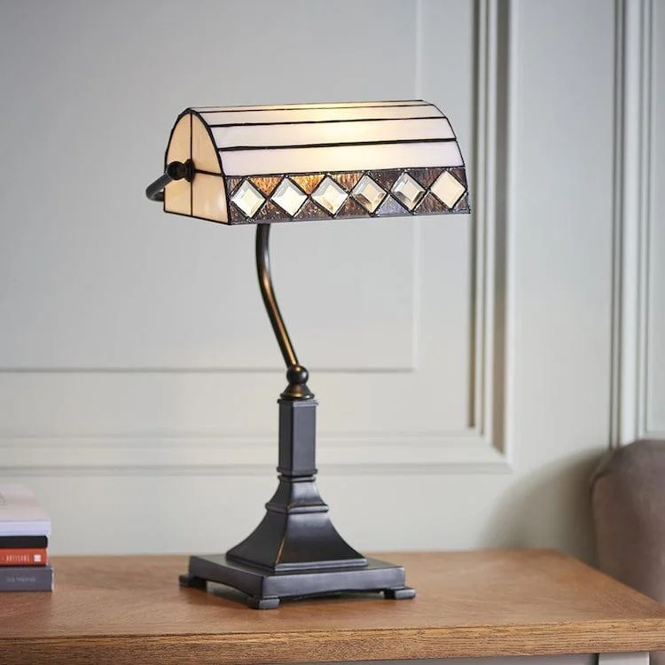 Metal Floor Lamp with a Matte Black Finish for a Sleek LookMetal Floor Lamp with a Matte Black Finish for a Sleek LookInteriors 1900 Fargo Tiffany Bankers Lamp
