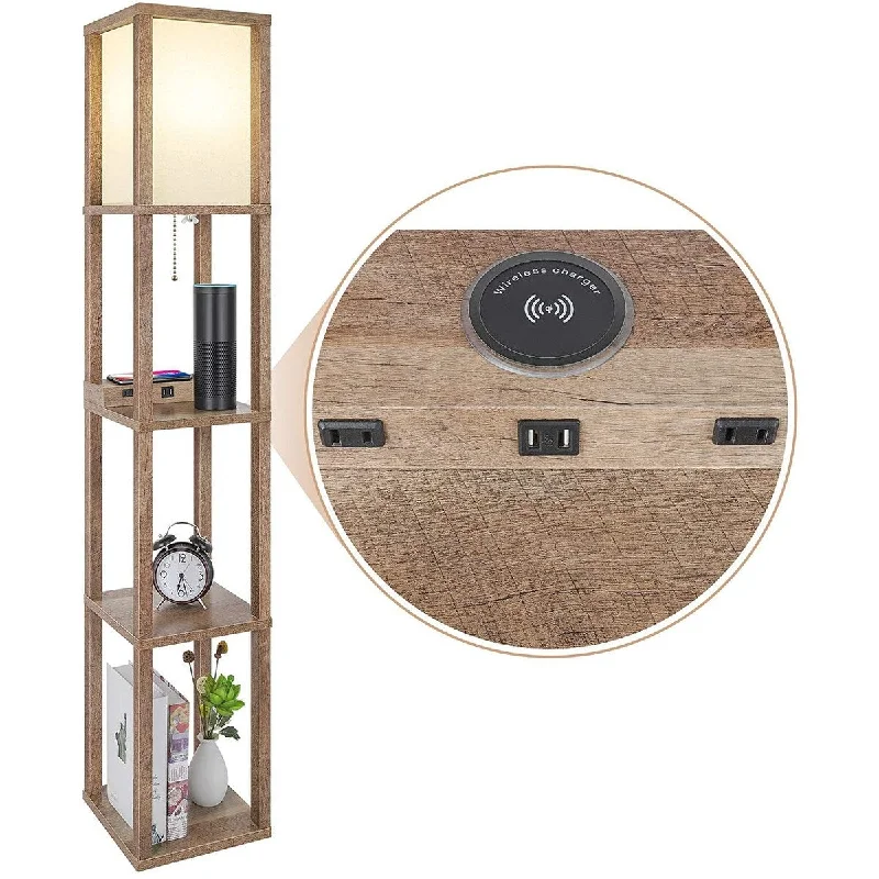 Dimmable Floor Lamp for Adjustable Lighting AmbianceDimmable Floor Lamp for Adjustable Lighting AmbianceLED Shelf Floor Lamp with Wireless Charger & 2 Fast Charging USB Ports & 2 Power Outlets 3 Tier Display Standing Lamp - Brown Dimmable Floor Lamp for Adjustable Lighting AmbianceDimmable Floor Lamp for Adjustable Lighting AmbianceLED Shelf Floor Lamp with Wireless Charger & 2 Fast Charging USB Ports & 2 Power Outlets 3 Tier Display Standing Lamp - Brown