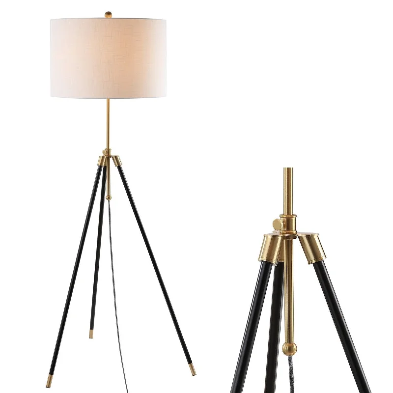 Fabric Floor Lamp with a Linen Shade for a Relaxed AestheticFabric Floor Lamp with a Linen Shade for a Relaxed AestheticLucius 67" Adjustable Metal LED Floor Lamp,Black/Brass by JONATHAN Y - 67" H x 25.5" W x 25.5" D
