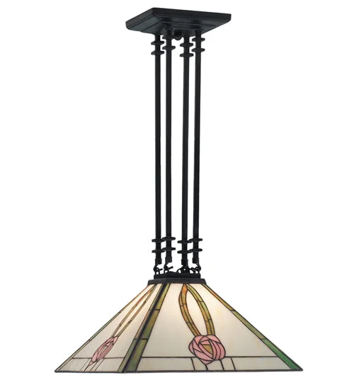 Glass Ceiling Lights with Frosted, Colored, or Etched GlassGlass Ceiling Lights with Frosted, Colored, or Etched GlassMeyda Lighting 66583 15"Sq Mack Pink Rose Pendant