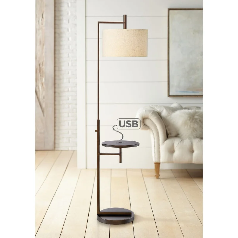 USB Charging Port Floor Lamp for Convenient Device ChargingUSB Charging Port Floor Lamp for Convenient Device ChargingModern Floor Lamp with Table 64" Tall Oiled Bronze Soft Beige Linen Drum Shade Hotel Style USB Charging Port USB Charging Port Floor Lamp for Convenient Device ChargingUSB Charging Port Floor Lamp for Convenient Device ChargingModern Floor Lamp with Table 64" Tall Oiled Bronze Soft Beige Linen Drum Shade Hotel Style USB Charging Port