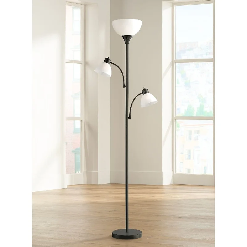 USB Charging Port Floor Lamp for Convenient Device ChargingUSB Charging Port Floor Lamp for Convenient Device ChargingModern Torchiere Floor Lamp 3-Light Tree 71.5" Tall Black Metal White Shades
