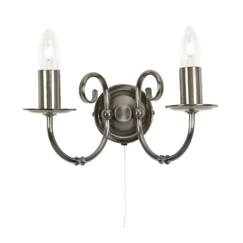 Metal Floor Lamp with a Matte Black Finish for a Sleek LookMetal Floor Lamp with a Matte Black Finish for a Sleek LookOaks Tuscany Antique Silver Finish Double Wall Light