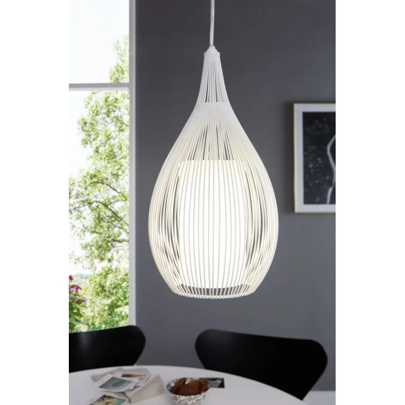 Tropical - Themed Ceiling Lights with Palm - Leaf Shapes and Rattan WrapsTropical - Themed Ceiling Lights with Palm - Leaf Shapes and Rattan WrapsRazoni Small White Bottle Cage Pendant