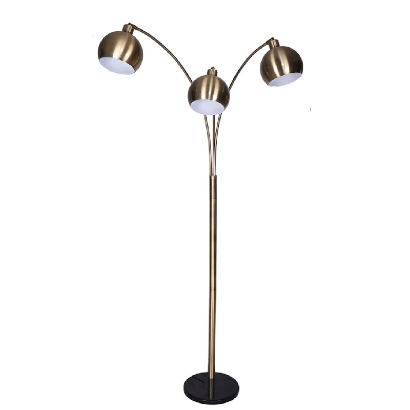 Glass Floor Lamp with Frosted Shades for Soft Diffused LightGlass Floor Lamp with Frosted Shades for Soft Diffused LightTriplets-Brass Color With 3 Shades Floor Lamp