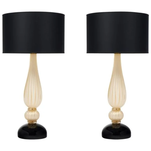 rustic farmhouse table lamps for cozy kitchensrustic farmhouse table lamps for cozy kitchensMurano “Incamiciato” Gold and Black Glass Lamps