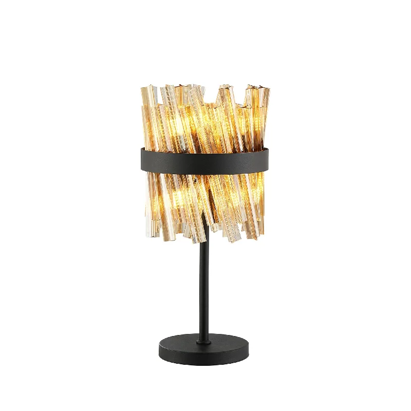 mid century modern table lamps with iconic designs for a stylish studymid century modern table lamps with iconic designs for a stylish studyNelson Lighting NL9512BL/AM9 Kaffer 6 Light Table Lamp Satin Black Amber